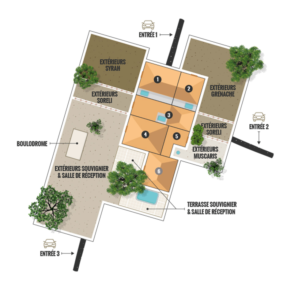 Plan du domaine la Clausade - location de charme